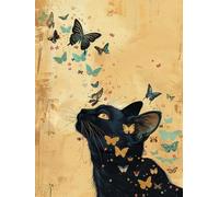 Knitting Kits for Adults Black Cat Animal and Butterfly DIY Latch Hook Kits Printed Rugs Set DIY Tapestry Carpet Making for Adults Beginners Home Decor 31x63in