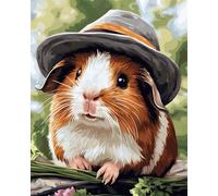 Knitting Kits for Adults Cartoon Guinea Pig Animal Printed Canvas Tapestry Kits Embroidery Set DIY Crochet Yarn Kit for Beginners Adults Printed Latch Hook Rugs 35x46in