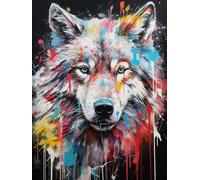 Knitting Kits For Adults Doodle Wolf Animal Latch Hook Kit Colorful Diy Latch Hook Kit Self Latch Kit For Beginners And Adults 23x35in