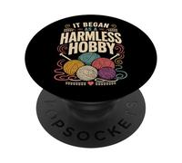 Knitting Knitter It Began As A Harmless Hobby PopSockets Adhesive PopGrip