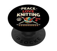 Knitting Knitter Peace Love Knitting PopSockets Adhesive PopGrip