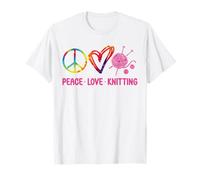 Knitting Knitter Tie Dye Peace Love Knitting T-Shirt