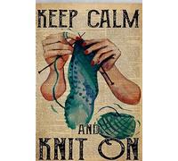 Knitting Knitting Lover Keep Calm And Knit On Wall Decor Kitchen Decor Wall Decor Poster Metal Sign 8X12 Inches