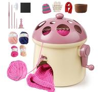 Knitting Machine 32 Needles, Mushroom DIY Hand Knitting Board Rotating Double Knit Knitting Machines Weaving Loom Board Rotating Needle Machine for Adults and Kids