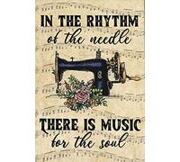 Knitting Metal Tin Sign Sewing in The Rgythm of The Needle There is Music for The Soul Retro Metal Tin Sign Vintage Aluminum Sign for Home Coffee Wall Decor 8x12inch