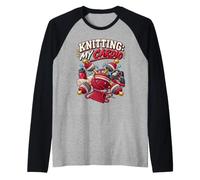 Knitting My Cardio Funny Knitter Fiber Artist Knitting Raglan Baseball Tee