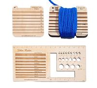 Knitting Needle Measure - Natural Wood | 6 x 3 Inch Multifunctional Ruler Set, 45 g, Square WPI Yarn Weight Tool, Improves Precision When Hand Sewing And DIY Crochet Projects