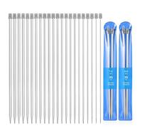 Knitting Needle Set, 22 Pcs Knitting Pins, 25cm Length Stainless Steel Knitting Needle kit, 2.0mm /2.5mm /3.0mm /3.5mm /4.0mm /4.5mm /5.0mm /5.5mm /6.0mm /7.0mm /8.0mm