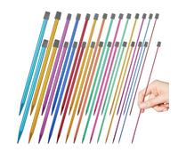 Knitting Needles Set 28pcs: 25cm Metal Knitting Needles 2mm-10mm Coloured Aluminium Single Pointed Needle for Sweaters Scarves for Beginners and Experienced Knitters