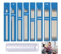 Knitting Needles Set, Double Pointed & Double Ended, Metal Needles with 8 Sizes 1.5mm to 5.0mm Lightweight Straight Polished Short Needles for Beginners and Experts DIY Crafts Socks Sweaters