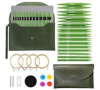 Knitting Needles Set Interchangeable Aluminum Circular Knitting Needles Set 13 Pairs of 4 Inch Premium Aluminum Needles & Accessories Green