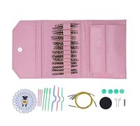 Knitting Needles Set Smoothing Durable Circular Leopard Print Sweater Needle Gauge Gift Set Household School Age Aluminum Plastic Stainless Steel PU (Pink)