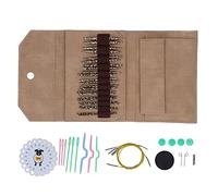 Knitting Needles Set Smoothing Durable Circular Leopard Print Sweater Needle Gauge Gift Set Household School Age Aluminum Plastic Stainless Steel PU (Khaki)
