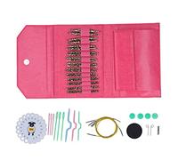 Knitting Needles Set Smoothing Durable Circular Leopard Print Sweater Needle Gauge Gift Set Household School Age Aluminum Plastic Stainless Steel PU (Rose Red)
