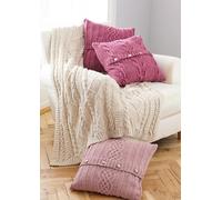 Knitting Pattern Cable Throw and 2 Styles Cushion Cover 5660 King Cole