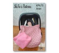 Knitting Pattern for 2 Shaped car seat Blankets in Aran Yarn, one Patterned and one Plain, Book, Booklet, Craft KP670