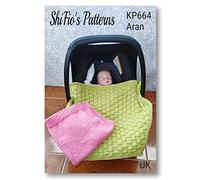 Knitting Pattern for 2 Shaped car seat Blankets in Aran Yarn, one Patterned and one Plain, Book, Booklet, Craft KP664