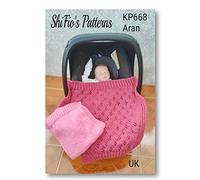 Knitting Pattern for 2 Shaped car seat Blankets in Aran Yarn, one Patterned and one Plain, Book, Booklet, Craft KP668