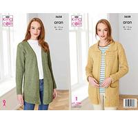 Knitting Pattern Ladies Long Cardigan and Jacket with Collar and Pockets 5658 King Cole