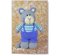 Knitting Pattern Purrrcy The Cat from Knitting by Post Leaflet. Time to Roll Out The Yarn for This Adorable Feline Creation in Blue, Cream and Grey