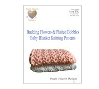 Knitting Patterns for Baby Blankets x 2, Budding Flowers & Plaited Bobbles, Double Knit DK Yarn. Beginner Lace Patterns, A5 Booklet Size