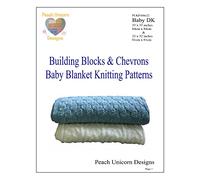 Knitting Patterns for Baby Blankets x 2, Building Blocks & Chevrons, Double Knit DK Yarn, Easy Knit & Purl Patterns,A5 Booklet.