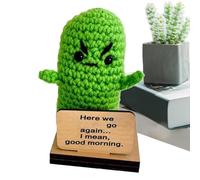 Knitting, Pickle Toy | Pickled Knitting Companion | Pretty Positive Crochet Pickle with Removable Base, Pickle Knitting for Pickle