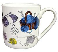 Knitting Pint Mug - Bone China Mug Decorated All Round with Our own Different Knitting Design
