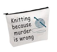 Knitting Project Bag - Because Murder is Wrong - Humor Gift Yarn Bag (Knitting Because B)