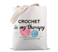 Knitting Project Bag Crochet Is My Therapy Knitting Humor Gift Yarn Bag Knitting Tote Bag Mothers Day Gift (Crochet Is My Therapy)