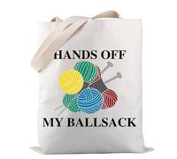 Knitting Project Bag Hands Off My Ball Sack Knitting Humor Gift Yarn Bag Knitting Bag Mothers Day Gift (Hands Off My Ball Sack)