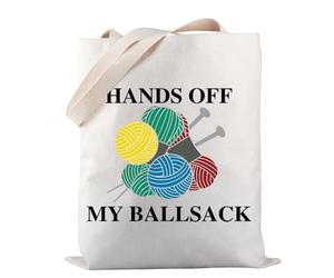 Knitting Project Bag Hands Off My Ball Sack Knitting Humor Gift Yarn Bag Knitting Bag Mothers Day Gift (Hands Off My Ball Sack)