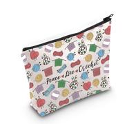 Knitting Project Bag Peace Love Crochet Makeup Bag with Zipper Knitter Gift