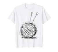 Knitting Scribble Art Knitter Minimal Line Drawing Value Graphic T-Shirt, Men, White, XL