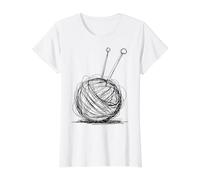 Knitting Scribble Art Knitter Minimal Line Drawing Value Graphic T-Shirt, Women, White, S