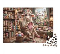 Knitting Sheep Premium 1000 Pieces Thick Cardboard Puzzle Yarn Craft Studio Kids 12+ Teenagers Indoor Activity Idea 70x50cm/1000pcs