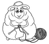 'Knitting Sheep' Rubber Stamp - Unmounted Design for Crafting & Scrapbooking, A8 (RS00037023)