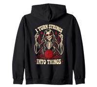 Knitting Skeleton I Turn Strings Into Things Yarn Zip Hoodie