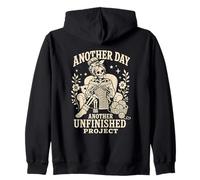 Knitting Skeleton Mom Crochet Unfinished Project Zip Hoodie
