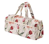 Knitting Storage Bag - Fabric Crafts Organizer, Carrier Bags for Makeup, Desktop, Travel (#2 Rose Jacquard)