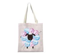 Knitting Tote Bag Knit Gift Knitting Gift Knitter Gift Gift For Knitter Knitting Lover Gifts Knitting Yarn Shopping Bag (Cotton, Wool sheep tote 2uk)