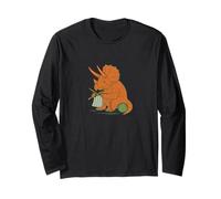 Knitting Triceratops Dinosaur with Yarn Funny Prehistoric Long Sleeve T-Shirt