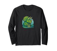 Knitting Triceratops Dinosaur with Yarn Funny Prehistoric Long Sleeve T-Shirt