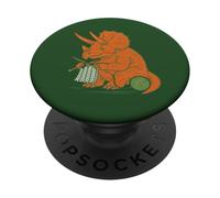 Knitting Triceratops Dinosaur With Yarn Funny Prehistoric PopSockets Adhesive PopGrip