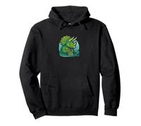 Knitting Triceratops Dinosaur With Yarn Funny Prehistoric Pullover Hoodie