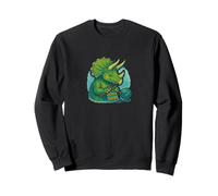 Knitting Triceratops Dinosaur With Yarn Funny Prehistoric Sweatshirt