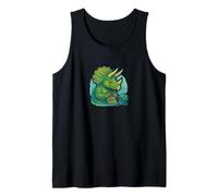 Knitting Triceratops Dinosaur with Yarn Funny Prehistoric Tank Top