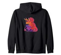 Knitting Triceratops Dinosaur With Yarn Funny Prehistoric Zip Hoodie