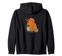 Knitting Triceratops Dinosaur With Yarn Funny Prehistoric Zip Hoodie