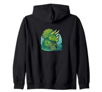 Knitting Triceratops Dinosaur With Yarn Funny Prehistoric Zip Hoodie